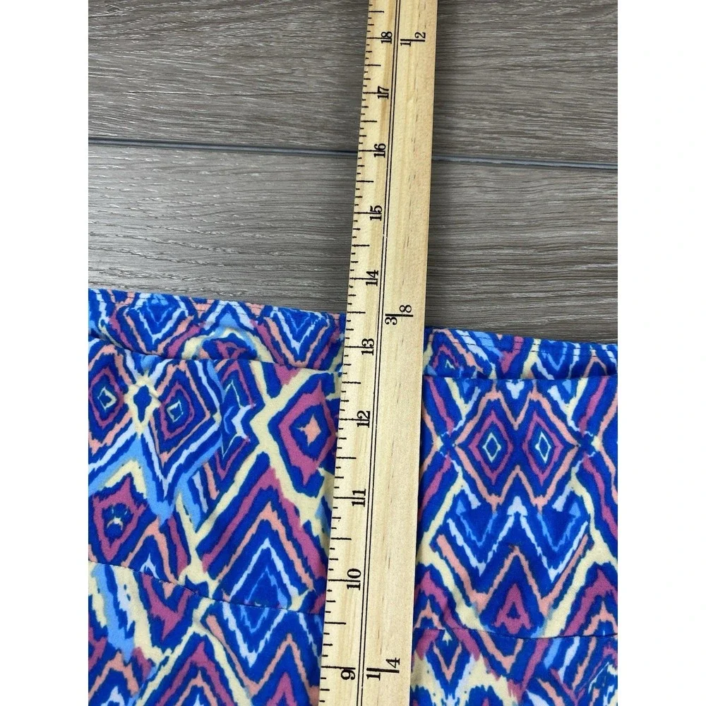 Lularoe Women's Pull On Geometric Pattern Leggins Blue Tall‎ & Curvy